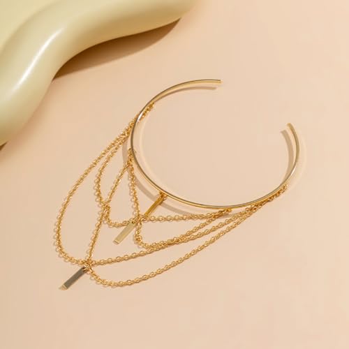 BROCC 8Pcs Gold Arm Cuff Jewelry for Women Upper Arm Cuff Bracelet Adjustable Open Armband Cuff Bracelet Set3