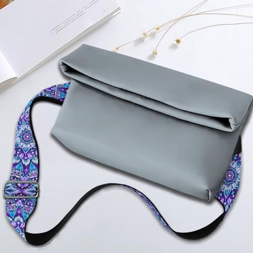 Image of Wide Bag Straps Replacement Crossbody Blue Flower Guitar Straps for Handbags /Purses /Messenger /Duffel Bags Backpack Straps Bohemia Replacement Adjustable Length from 30 inch to 50.3 inch