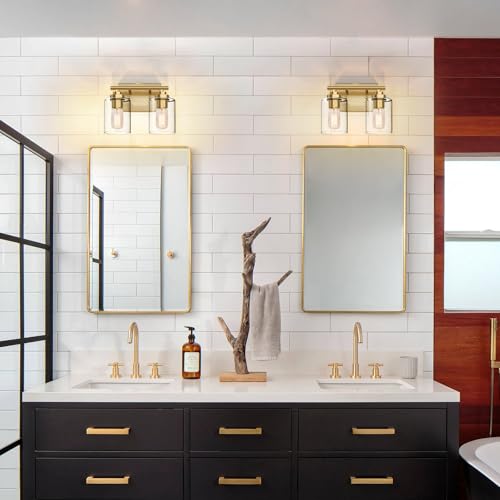 Image of SKEJAO Bathroom Vanity Light Over Mirror,Bathroom Light Fixture Wall Sconce Lighting for Bedroom,Living Room (Gold, 2-Light)