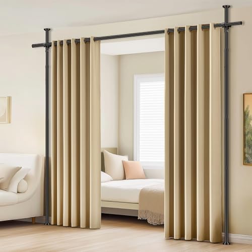 Room Divider Tension Curtain Rod, No Drilling Room Separator for ...
