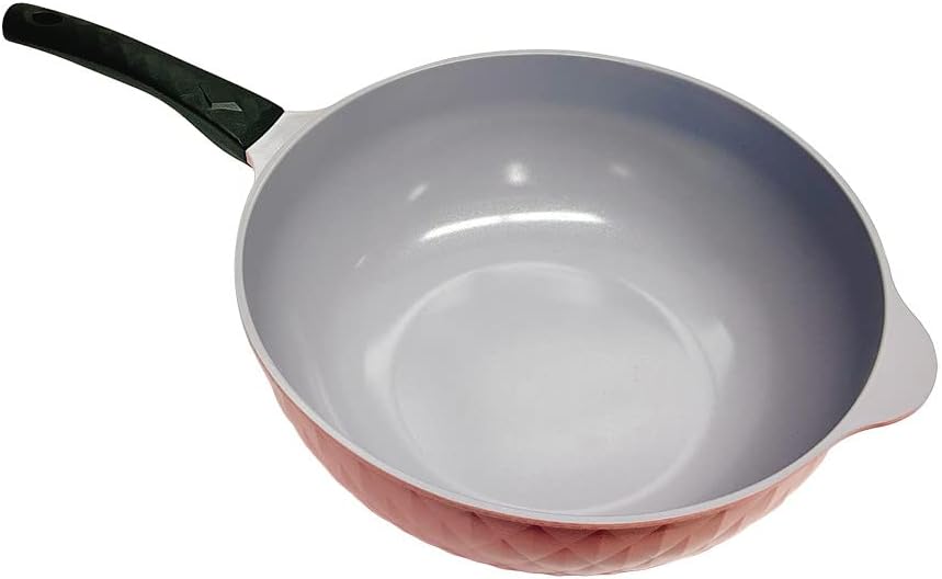 13.5" Non Stick Ceramic Frying Wok Pan Interior Exterior Pan, Made In Korea
