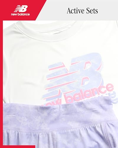 New Balance Active Girls Leggings Set - 2 Piece Short Sleeve Girls Shirts and Leggings Kids Yoga Athletic Workout Set (7-16)2