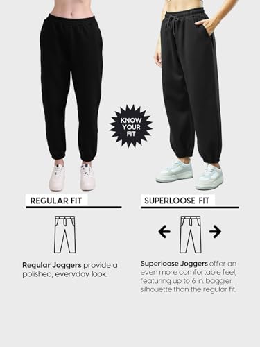 Image of Bewakoof Women's Cotton Super Loose Fit Joggers|Bewakoof Air 1.0 | Track pants for woman | Lower for women | Multipurpose | Activewear | Utility Pockets | Lightweight & Flexible Elastic Waist | Casual Joggers | Loose Fit