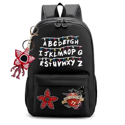 FFNXKLDZSW Backpack with Demogorgon Keychain Anime Cosplay Laptop Backpack for Women Durable Travel Daypack