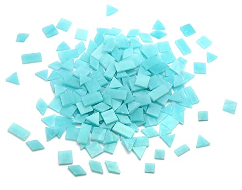 Multi-Color Options, Lanyani 200 Pieces Glass Mosaic Tiles For Crafts,4 Shapes Mixed Colorful Glass Tiles Tiffany Stained Glass Pieces For Mosaic,Robins Egg Blue #TOP2