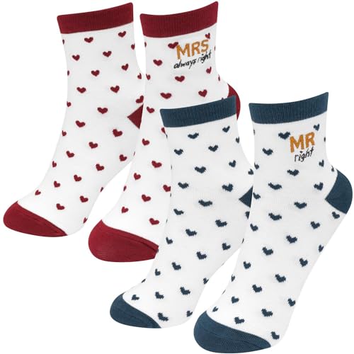 GRUSS & CO Socken-Set 'Mr. und Mrs.' | Sockenset mit 1 Paar Damensocken und 1 Paar Herrensocken | lustiges Hochzeitsgeschenk | 48625