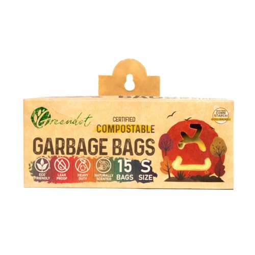 Image of GREENDOT BIOPAK Garbage Bags For Dustbins, Small Size 45 Bags(3 Rolls), 17x19 Inches, Biodegradable & Compostable Within 180 Days, Eco-Friendly Trash Bags For Wet & Dry Waste, Leak Proof &Thick