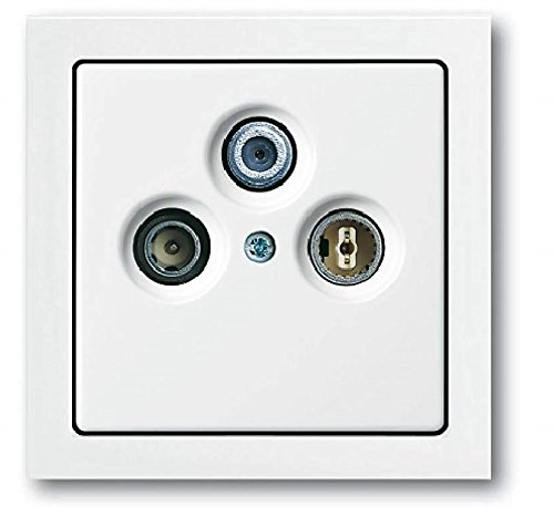 BUSCH JÄGER Komplettset/Antennensteckdosen-Einsatz Radio/TV/SAT (**) WISI + 1fach Rahmen und Abdeckung, alles in Busch Jäger Future Linear Studioweiß