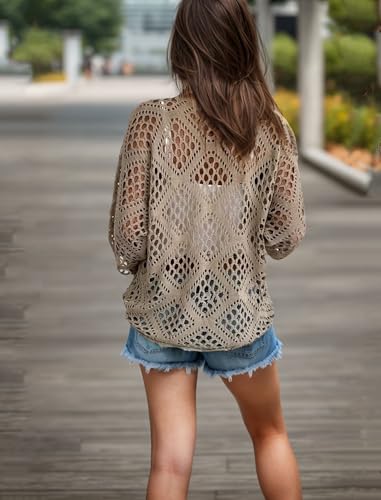 NASKY Women’s Casual Knit Pullover Hollow-Out 3/4 Batwing Sleeve Lightweight and Comfortable Boho Chic Summer Sweater4