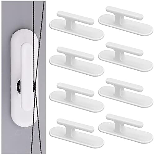 Grevosea 8 Pieces Blind Cord Winding Safety Blind Cord Hooks Blind Cord Holder Adhesive Wall Hook Wrap Cleats Baby Proofing for Home Office Window Blinds Curtains Sun Shades Ropes White