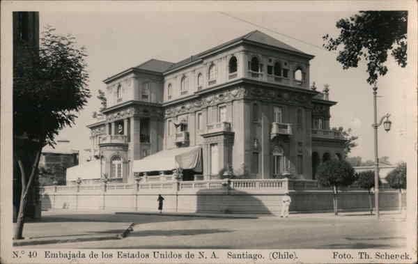Embajada de los Estados Unidos de North America Santiago, Chile Original Antique Postcard