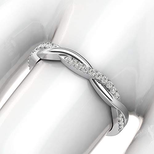 14K White Gold 2.5Mm Petite Twisted Vine Simulated Diamond Ring Wedding Band Matching Ring (10) #TOP4