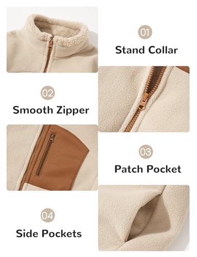 Kids Girls Boys Sherpa Fleece Jackets with Pockets Stand Collar Windproof Coat Soft Fur Lined Outwear 3-15 Years4