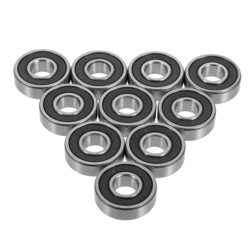 STOBAZA Deep Groove Ball Bearings 10pcs Chrome Steel Ball Bearings Steel Rubber Sealed for Skateboard High Precision