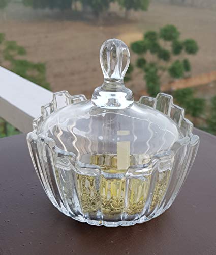 Image of Pure Source India Glass Candy Jar /Candy Bowl 5 Inch - Multicolor, 500 Ml