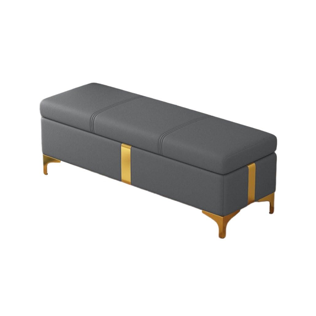 Banco dormitorio con espacio almacenamiento extra largo gris oscuro 120cm