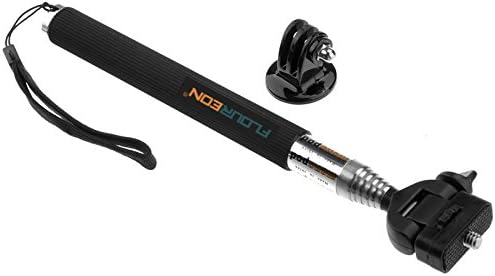 Floureon Extendable Telescopic Handheld Pole Arm Monopod Black with Tripod Adapter for Gopro HD Hero 3/2/1 Digital Camera