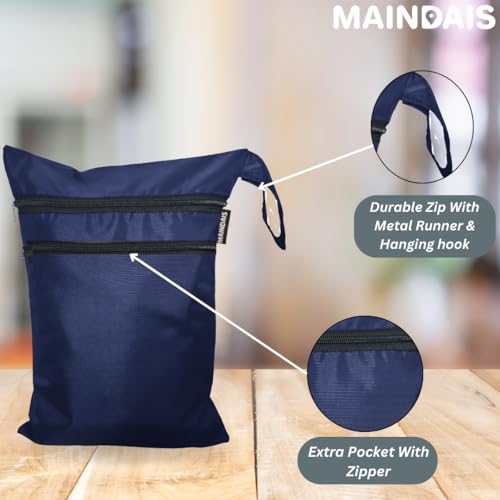 Image of Waterproof Wet Bag, Washable, Reusable for Travel, Beach, Pool, Stroller, Diapers, Dirty Gym Clothes, Wet Swimsuits,Toiletries with Extra Pocket Zipper(Pack of 2) (Pack of, Blue)