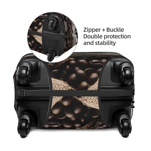 Coffee Beans & Cup Elastic Travel Luggage Cover, Washable Spandex Suitcase Protector, Anti-Scratch Fits 18-32 Inch4