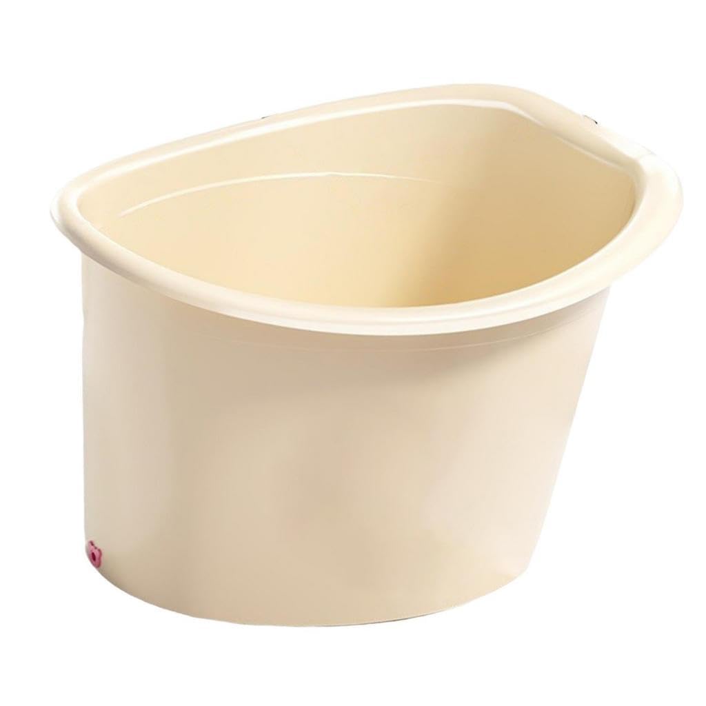 Badewanne Babybadewanne Badeeimer Ergonomisches Sitzdesign Pp rutschfest für 5 bis 8 Jahre Alte Babys Hotel Zuhause Wohnmobil, Off White S