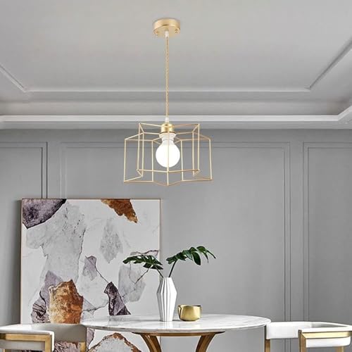 Five Pointed Star Pendant Light, Modern Minimalist Iron lamp Hollow Small Pendant Light lampshade, bar and Restaurant Ceiling Decorative Light
