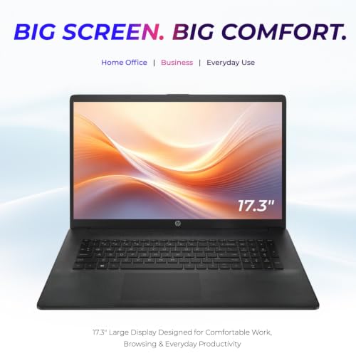 Image of HP 17.3 inch Large Screen Laptop • Intel Core 5 Processorr • 16GB RAM • 512GB SSD • Full-Size Keyboard with Numeric Keypad • Wi-Fi 6 • Windows 11 • Business, Home Office & Everyday Use