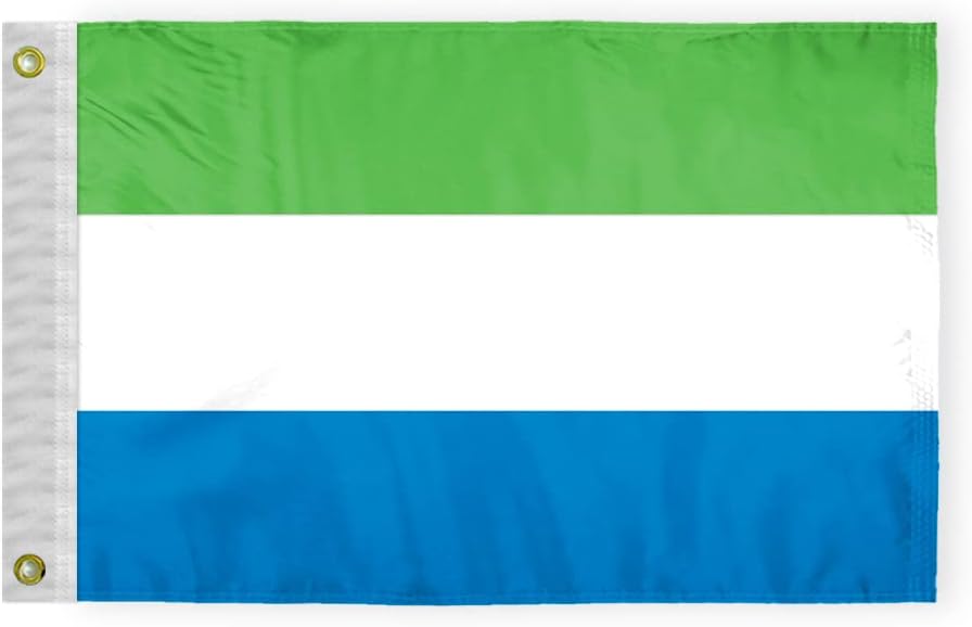 AGAS Sierra Leone Flag 4x6 ft 200D Nylon Fabric Double Stitched Canvas Header Brass Grommets Fade Resistant & Vivid Colors Can be Hung on Flagpole Outside or Indoors on a Wall
