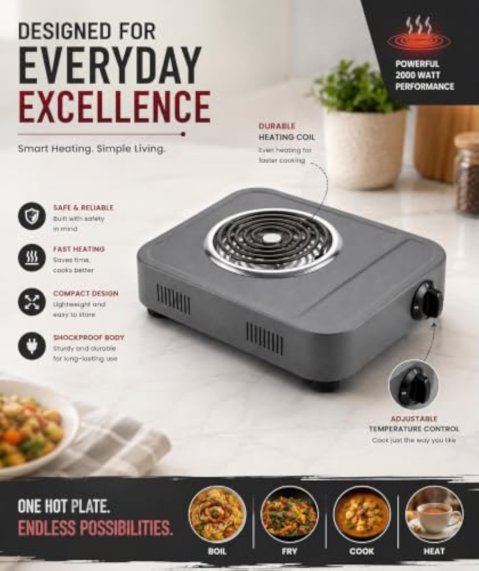 Electric Hot Plate Bangalore Body 2000 Watt