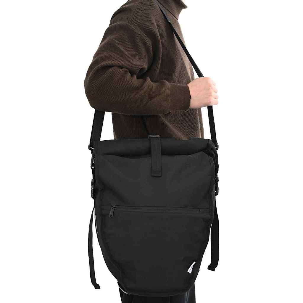 Borsa per bicicletta nera in poliestere idrorepellente, 32,5 x 17 x 57 cm, 0,85 kg, robusta e portatile per bici da città, MTB, E-bike, pendolari e escursioni all'aperto