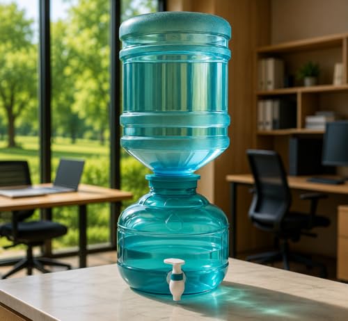 Image of Plastic Water Dispenser Jar with Tap for Home and Office, Peacock Green, Unbreakable (Virgin Quality), 10 Litre, Green