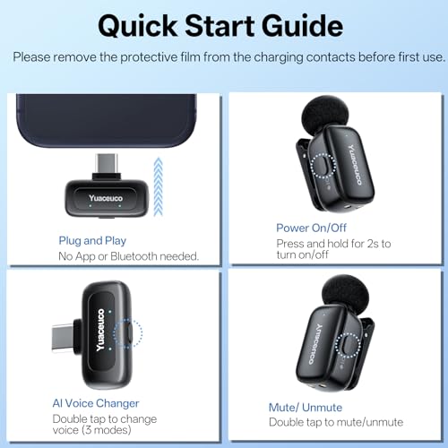 Image of Mini Wireless Microphone for iPhone Android Tablets | with Noise Reduction, 30h Charging Case, 3 Voice Changer, Plug & Play Mini Mic for iPhone Vlogging, Video Recording, Podcast