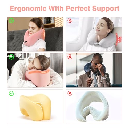 image for jiaao Neck Pillow Airplane, Memory Foam U-Shaped Travel Pillow, Long F