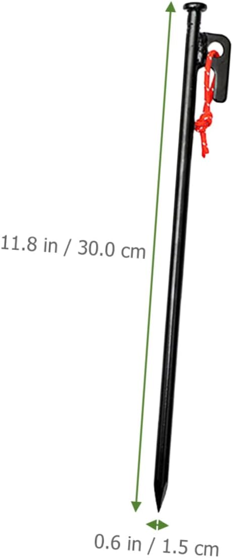 Cabilock Heavy Duty Tent Stakes Metal Pegs 30cm Black Iron Tent Spikes with Storage Bag 9pcs Set for Camping Outdoor Ground Anchors and Tarp Fixing