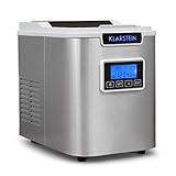 Klarstein Icemeister - Máquina de hacer hielo, Fabricadora de cubitos, 12 kg / 24 h, 150 W, 3 tamaños, Preparación en 10-15 min, Tanque de 1,1 L, Temporizador, Iluminación LED, Blanco