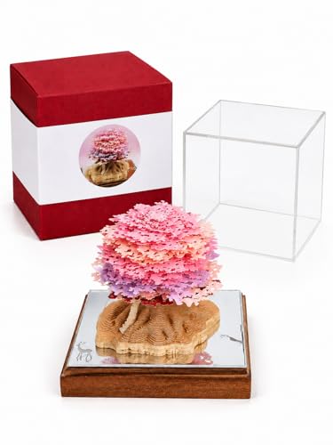 3D Creative Time Piece Calendar 2026 Desk Daily Calendar Decoration with Acrylic Case Paper Sculpture Non-stick Notes Paper Carving Art Craft Chirstmas Gift (Tree House)