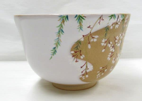 Amazon | ＜茶道具・茶碗＞ 白釉 掛分け 柳桜の絵茶碗 橋本永