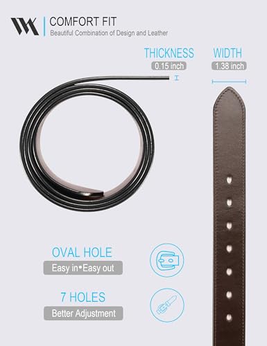 Image of WOLFANT Men's 35mm Dress Casual Belt in Gift Box,100% Italian Full Grain Real Solid Leather