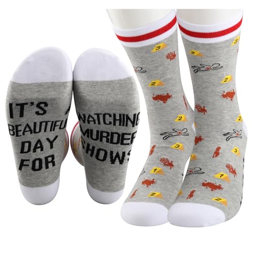 TSOTMO T Crime Socks True Crime Club Gift Crime Tv Series Lover Gift for Men Women (MU Shows socks)