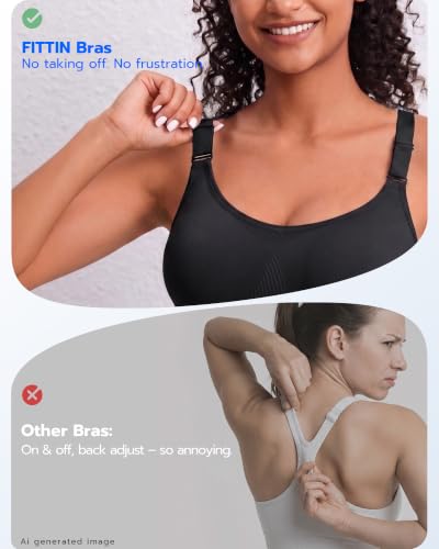 Image of FITTIN Adjustable Sports Bra for Women: High Support for Workout Gym | Adjust in 3s While Wearing Customize Your Comfort Supportive Fit Full Coverage Racerback Padded for Training Yoga