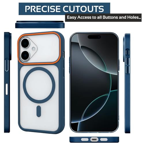 Image of AIBEX Magnetic Compatible Shockproof Case for iPhone 17 - Slim Protective Back Cover with Camera Lens Protection, Strong Magnetic Support, Anti-Slip Grip, Military Grade Drop Protection (Blue)