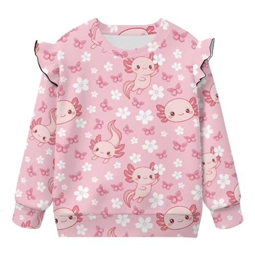 Toddler Baby Girls Sweatshirts Casual Crewneck Ruffle Shoulder Fall Long Sleeve Pullover Shirts Tops for 1-8 Years4