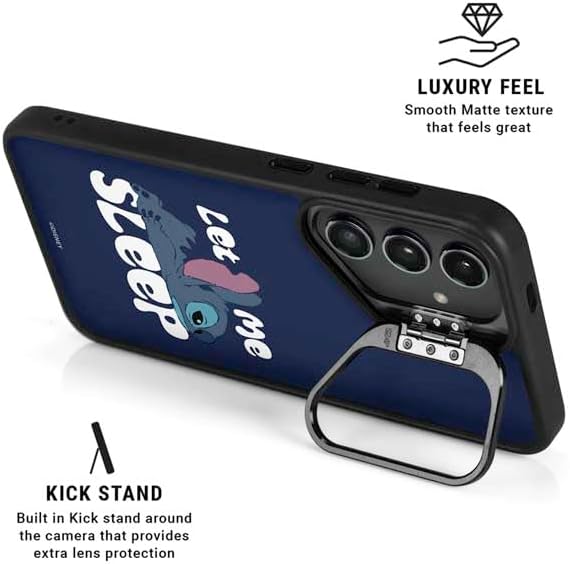 Skinit Kickstand Phone Case Compatible with Galaxy S25 Plus - Officially Licensed Disney Lilo and Stitch Let Me Sleep Design