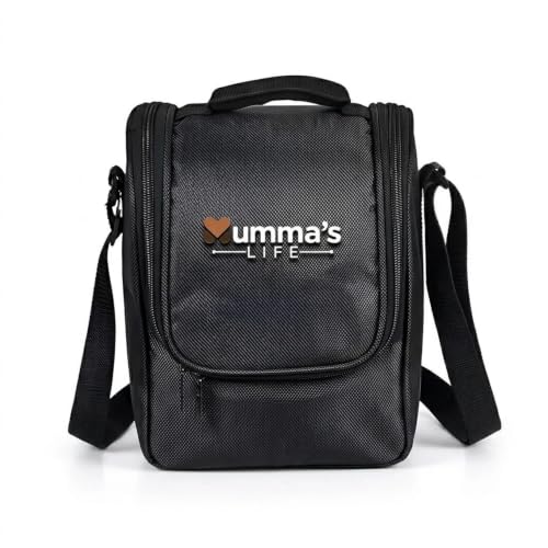 Image of Mumma's LIFE- Insulated Lunch Bag for Office Use Men & Women | Fits Up to 3 Lunch Boxes with Space for Sauce Box, Water Bottle, Cutlery & Napkin | Tiffin Box Carry Bag with Handle Strap (Black)