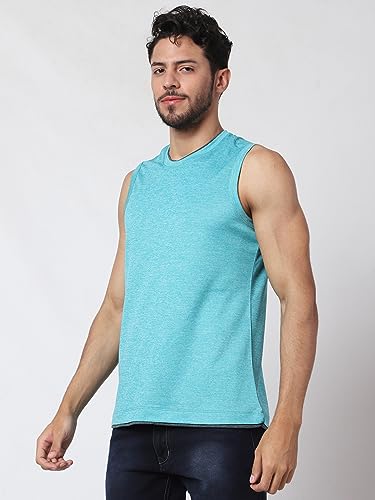 Image of Men's Lycra Blend Sleeveless Fitness Tanks Top for Quick Dry in Muscle Workout, Causal Running, Exercise Training, Swimming Vest