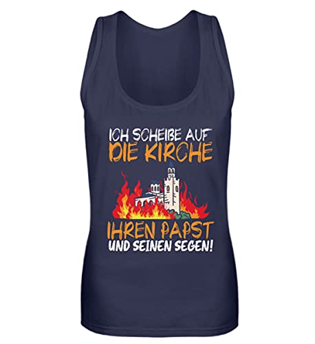 Camiseta de tirantes con mensaje en aleman estampado azul marino mujer XL