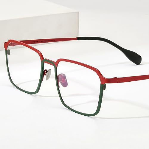 Image of FONEX Colorful Pure Titanium Glasses Frame Women Retro Round Eyeglasses