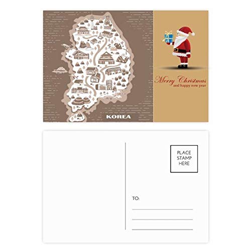 Carte coréenne de Séoul et Busan Père Noël lot de 20 cartes postales illustrées