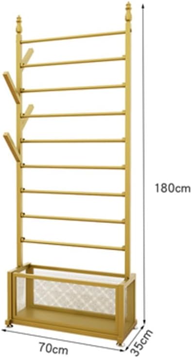 Gold Ribbon Storage Rack - Floor Standing Iron & Wrapping Paper Shelf, Scarf & Towel Display nizer for Retail, Craft Room, Flower Shop (70x35x180cm)
