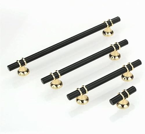 Taps2Traps Gold & Black Kitchen Cabinet Cupboard Door Drawer Bar Handle 50mm - 192mm Hole to Hole (160mm Hole Spacing)