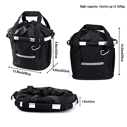 CASESHIP Bike Basket Foldable Bicycle Front Basket Quick Release Easy to Install Detachable Handlebar Cycling Bag Multi… - Image 2